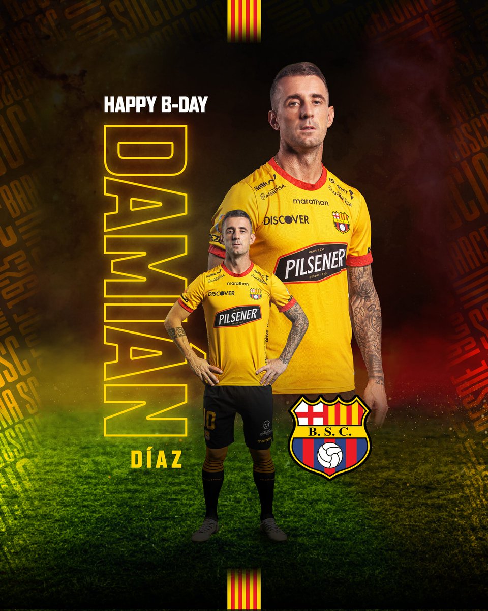 BarcelonaSC's tweet photo. Hoy está de cumpleaños Damián "Kitu" Díaz, Campeón 2012, 2016 y 2020 ⭐️ y referente de nuestro Club ✊️💛

#FelizDíaKitu 🥳 https://t.co/5dqMvrngS9