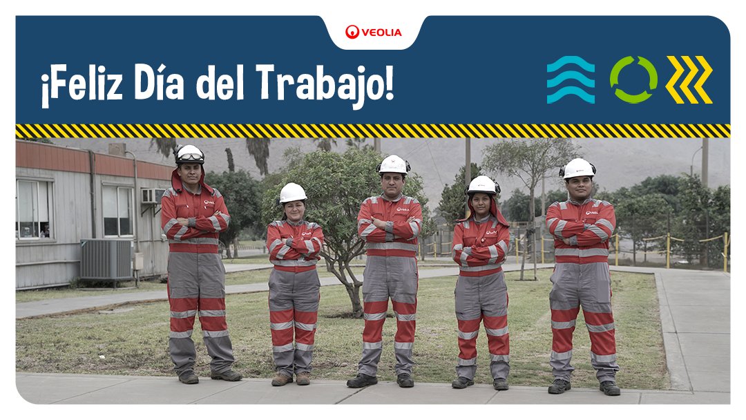 Veolia_Pe's tweet photo. En este #1deMayo, queremos saludar y reconocer a todos los colaboradores de @Veolia_Pe por su dedicación y entrega en cada una de sus labores. Este esfuerzo es el que nos impulsa a seguir cumpliendo nuestro propósito de la  #TransformaciónEcológica ¡Feliz #DíadelTrabajo! https://t.co/CaKdlqE1JM