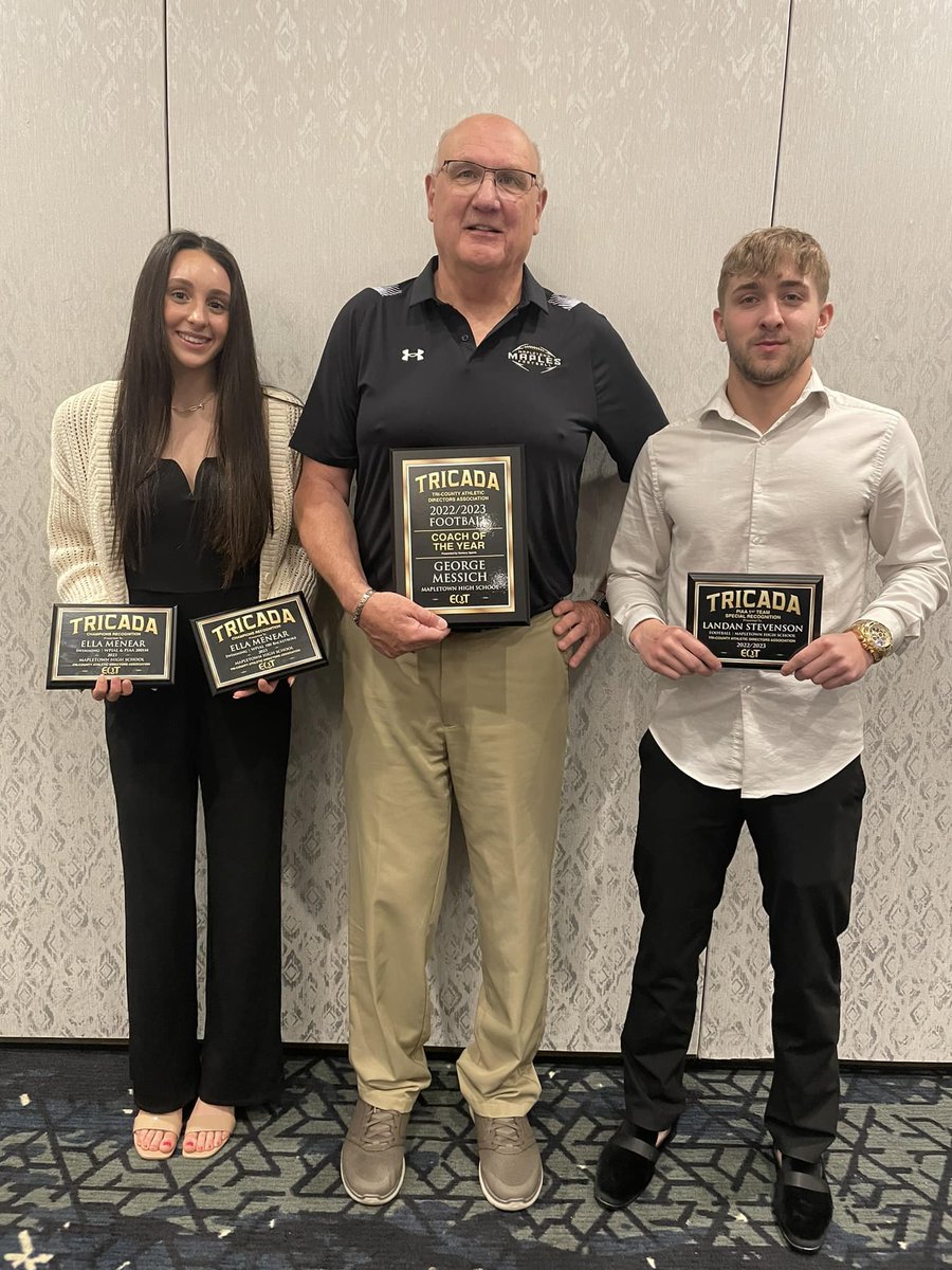 Mapletown Athletics (@mapletownsports) on Twitter photo At the TRICADA Coach of the Year banquet, Mapletown was well-represented; <a href="/menear_ella/">ella menear</a> for her WPIAL and PIAA gold medals and <a href="/LandanStevenson/">landan stevenson</a> First Team All State๐. <a href="/george_messich/">George Messich</a> was voted Coach of the Year in football after a 10-0 season. Congratulations! Well deserved At the TRICADA Coach of the Year banquet, Mapletown was well-represented; <a href="/menear_ella/">ella menear</a> for her WPIAL and PIAA gold medals and <a href="/LandanStevenson/">landan stevenson</a> First Team All State๐. <a href="/george_messich/">George Messich</a> was voted Coach of the Year in football after a 10-0 season. Congratulations! Well deserved