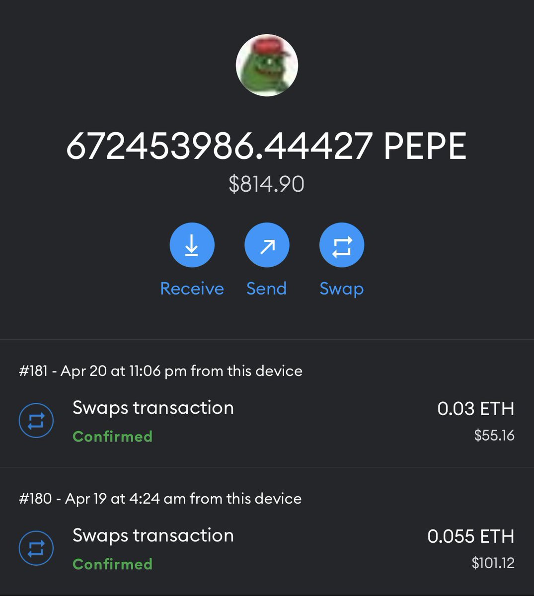 I didn’t fade $pepe did you? I went in with what eth I had left &amp; will ride this moonbag to 6 figures. Inshallah.