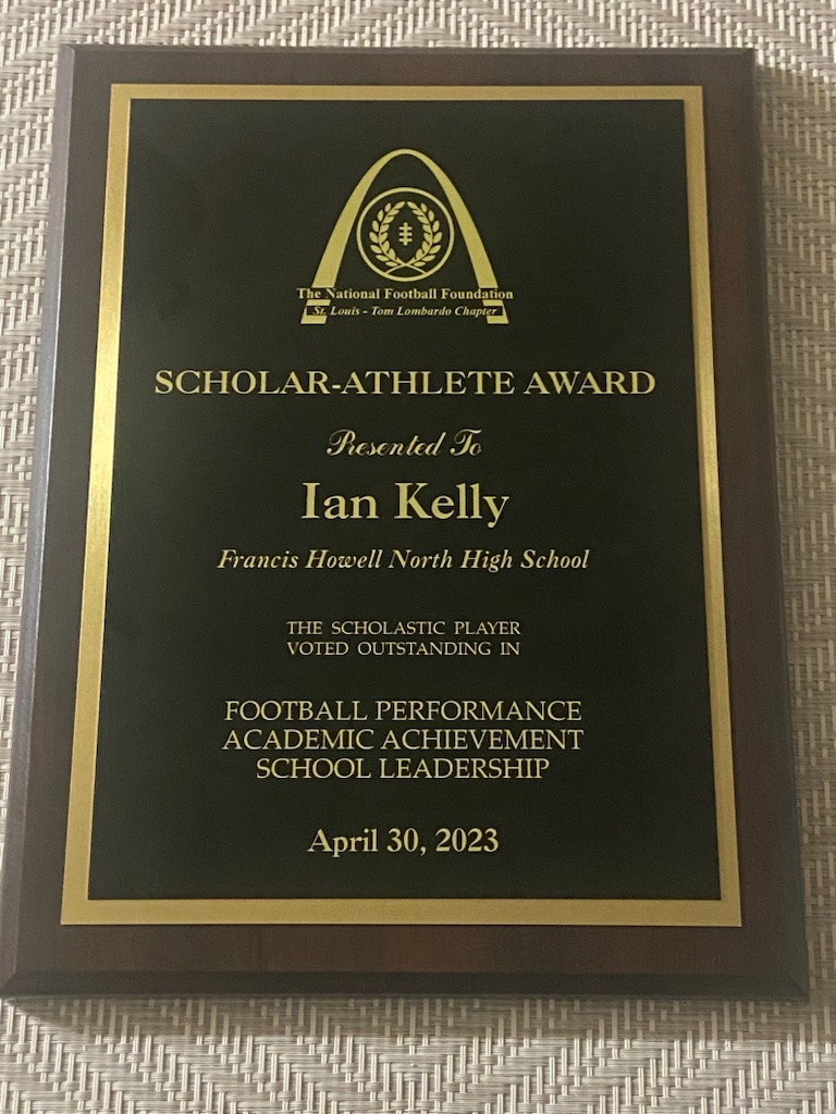 FHNFootball's tweet photo. Beyond proud of Ian Kelly and his Elite 11 award at the NFF Hall of Fame banquet! 

Thank you for all you've done for our school and team. Good luck at S and T ! You will be missed at FHN!

#OATH #FAMILY
@ikelly919 @LKelly9 https://t.co/p6vu8NKINR