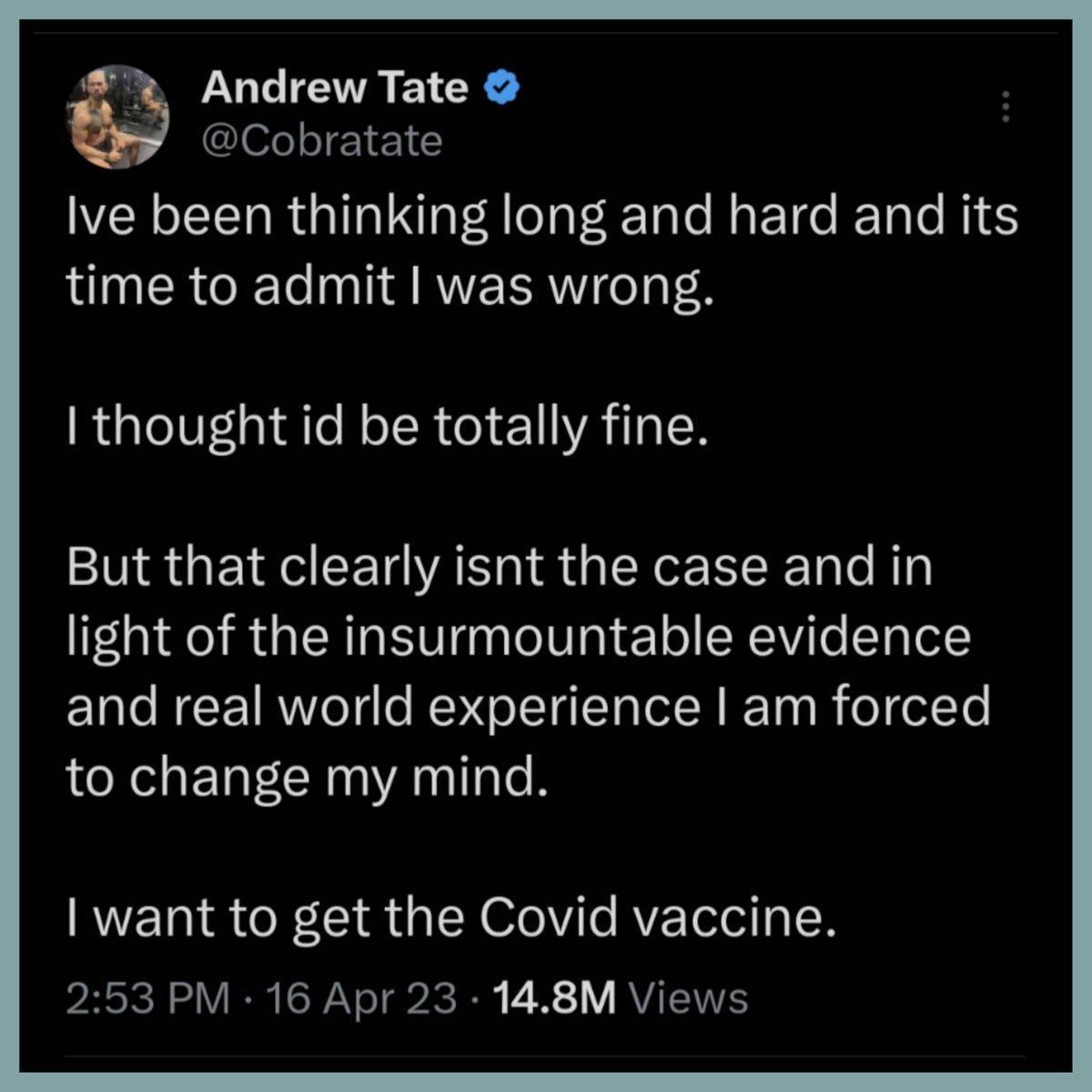 What is this sub's estimate of Andrew Tate's IQ : r/cognitiveTesting