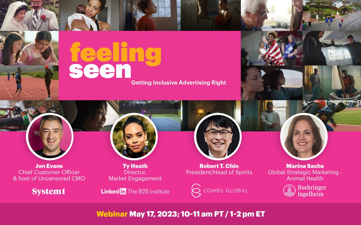 How can brands authentically approach diversity and inclusion? Our May 17 webinar on with @UncensoredCMO, @Tyrona of @b2binstitute, Robert Chin of @CombsGlobal and Marina Sachs of @Boehringer explores best practices for marketers. Register: bit.ly/3ABUrQ5