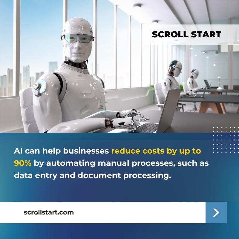 scrollstart's tweet photo. AI can help businesses reduce costs by up to 90% by automating manual processes, such as data entry and document processing. 

#scrollstart #AIenergy #energyefficiency #AIautomation #businessefficiency https://t.co/3oXuZfVyCR