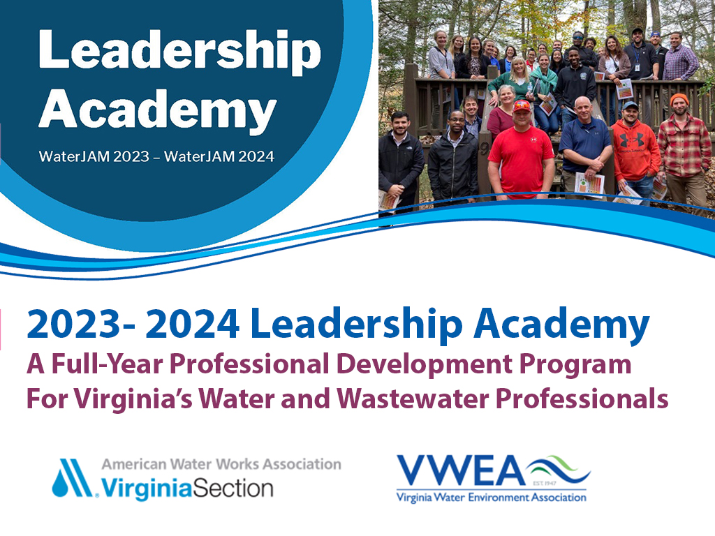 VA_AWWA's tweet photo. Join water sector colleagues of all ages and experiences in the 2023-2024 VA AWWA | VWEA Leadership Academy.  The application period begins May 1 for this competitive program.  https://t.co/tMMynR5Wkd https://t.co/YRrJXsQL3P