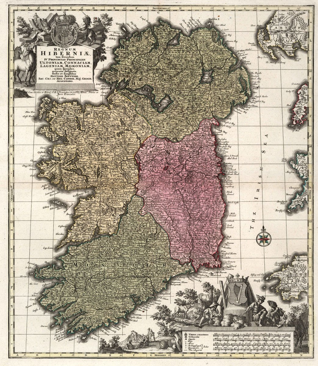 This week #MondayMappery features two of Ireland by Nicolaes Visscher & Mattheus Seutter. Seutter’s map (c.1740) is a closely re-drawn version of Visscher’s (c.1690) – a typical method of informing maps at the time. High-res at bit.ly/41TAO1O & bit.ly/3LGH1si