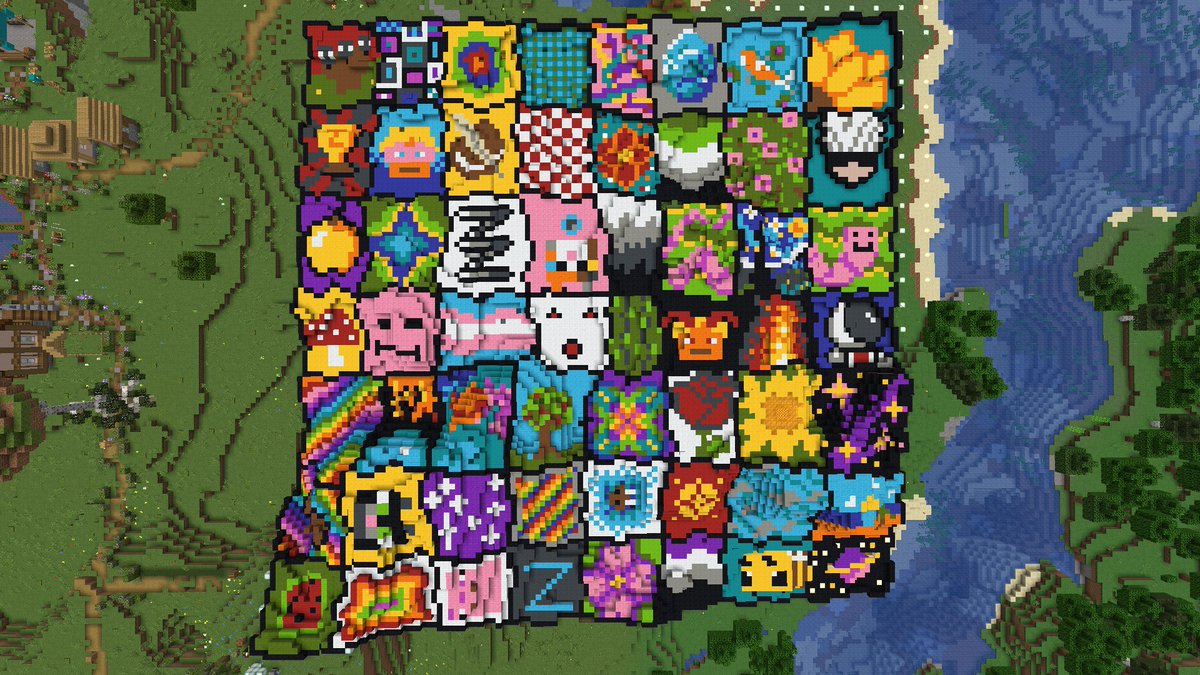 TeamZedcraft's tweet photo. Zedcrafters have been busy collaborating on this gorgeous patchwork quilt, draped over our Spring District landscape! 🌻

5⃣6⃣ unique squares in total! Zedaph completed the final square in last month's variety stream! 

Which square is your favourite?

🔗https://t.co/ktlcXboDcQ https://t.co/Daa08iNmLg