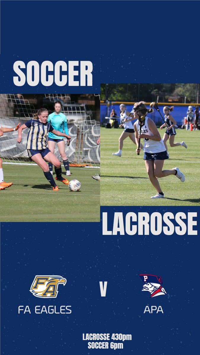 FA Lacrosse and Soccer travel to Parrott Academy for games. Lacrosse starts at 430pm and Soccer at 6pm. Good luck ladies. #myfa #soarhigher