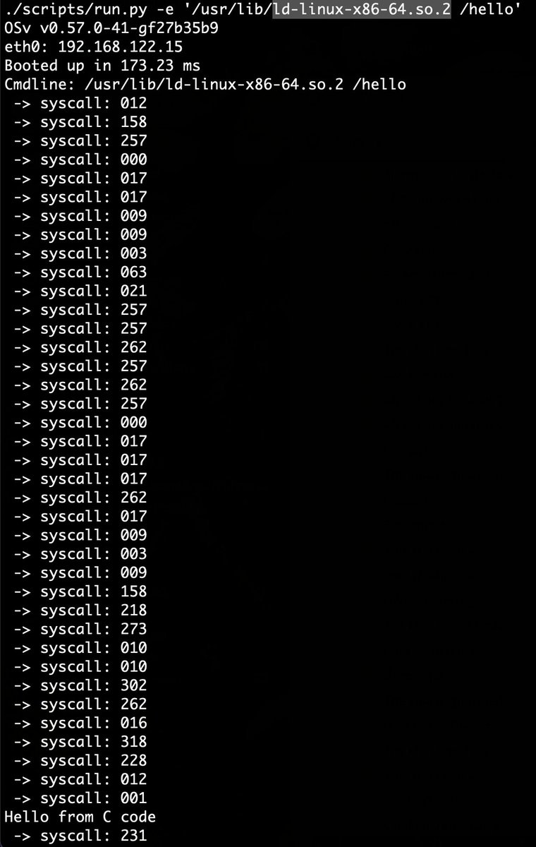 OSv_unikernel's tweet image. OSv can now run statically linked executables as well as dynamic ones via Linux&apos; ld-linux-x86-64.so.2 instead of OSv&apos;s built-in dynamic linker. Stay tuned when this is going to officially land on master!