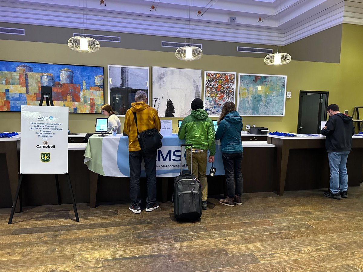 ametsoc's tweet photo. The 35AgForest/14Fire/6BioGeo Conference starts today! We are ready to kick off sessions and look forward to a great week ahead. #AMS35AgForest #AMS14Fire #AMS6BioGeo https://t.co/aOjvLUz2aE