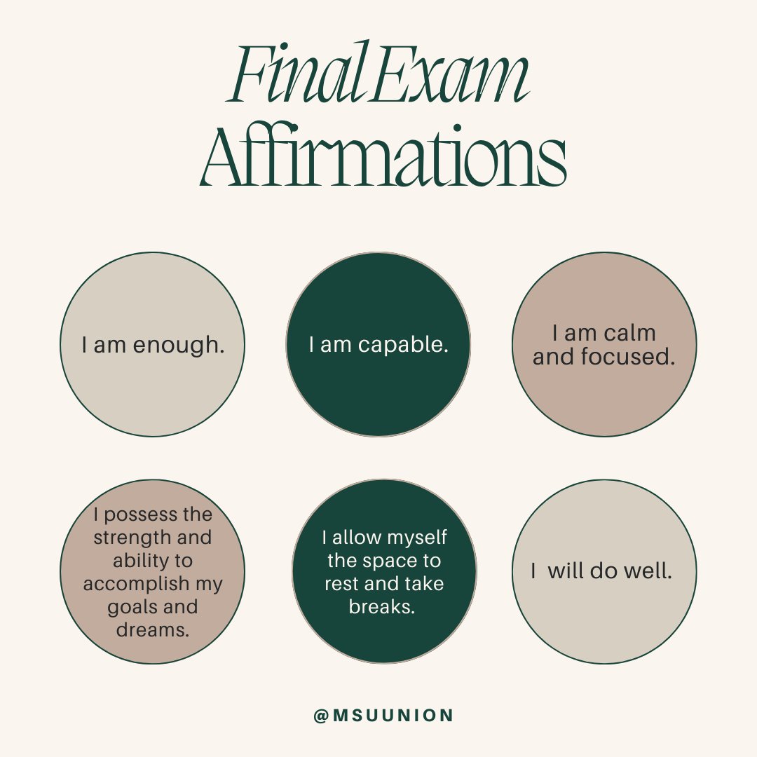 You are welcome to study for your exams, here- our schedule this week:

M-Th: 7a-6p; 6p-11p (ID access)
Fri: 7a-6p; 6p-8p (ID access)

We believe in you. You got this. 💚🤍👍🏾