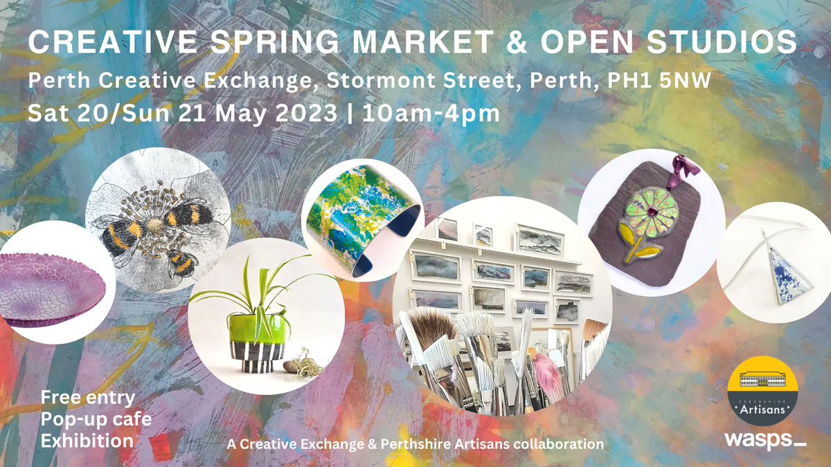 pshireartisans's tweet photo. The #Creative Spring Market &amp; Open Studios on Sat 20 &amp; Sun 21 May at Perth Creative Exchange includes both artists based in the building and #Perthshire Artisans. It’s free and promises a fun and creative day out  - drop in between 10  &amp; 4. @waspsstudios https://t.co/IQsJGZ3mhL https://t.co/Gg6vuZpWoI