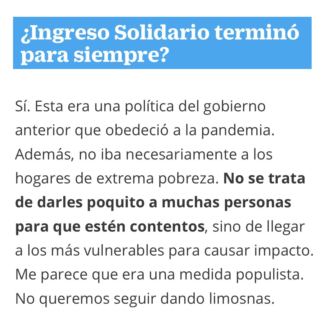 dgomezco's tweet photo. No hay derecho el nivel de desconocimiento y cinismo de la directora del DPS en la entrevista de El Tiempo hoy.“Me parece que era una medida populista.”Hágame el favor.Lo más revelador: “era una política del gobierno anterior."La mentalidad del borrón y cuenta nueva. El adanismo. https://t.co/X4KPdIogrx