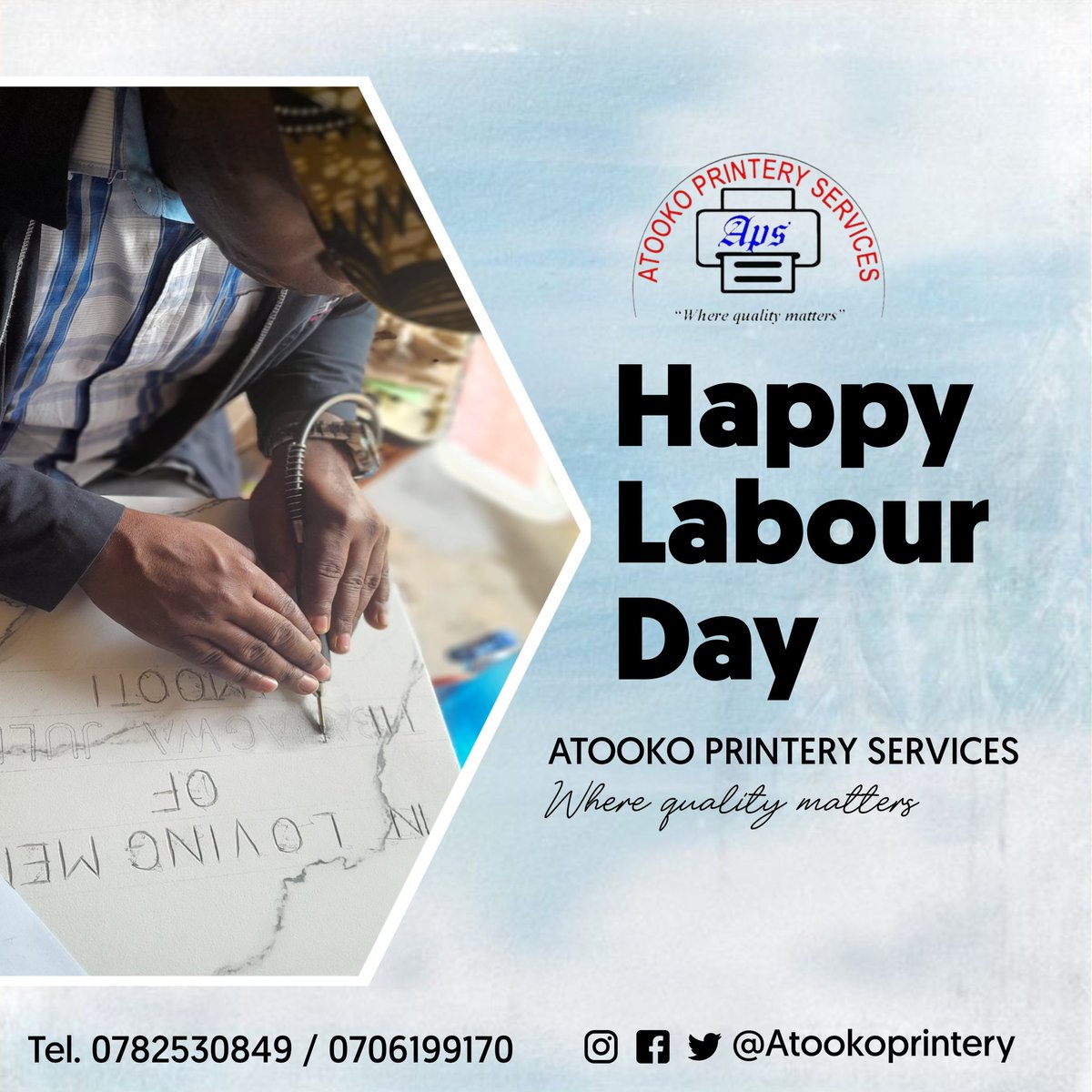 AtookoPrintery's tweet photo. Happy International labour day @LIFEFM938FORTP1 @Tooroqueens @AtookoPrintery @Emerson_king10 @JESE_Uganda https://t.co/EH4bMbdxIm