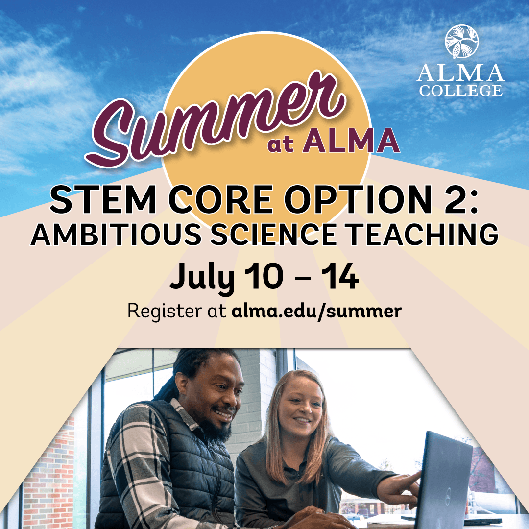 JBrianHancock's tweet image. We have a handful of spots remaining! 

If you are a K-12 science teacher in Michigan please consider joining us (online) at @almacollege this summer for an #ambitiousscienceteaching #professionaldevelopment opportunity!

alma.edu/summer