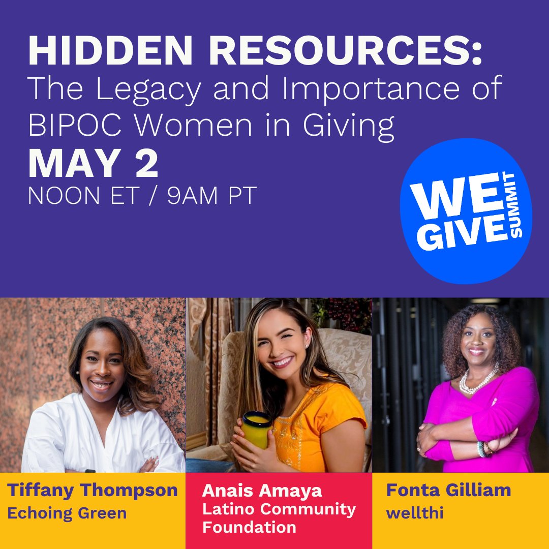 Join @TiffThomp at #WeGiveSummit for “Hidden Resources: The Legacy of BIPOC Women in Giving” as she discusses collective giving in BIPOC communities and disrupting philanthropy! Register for free here ➡️ bit.ly/40LBXHl