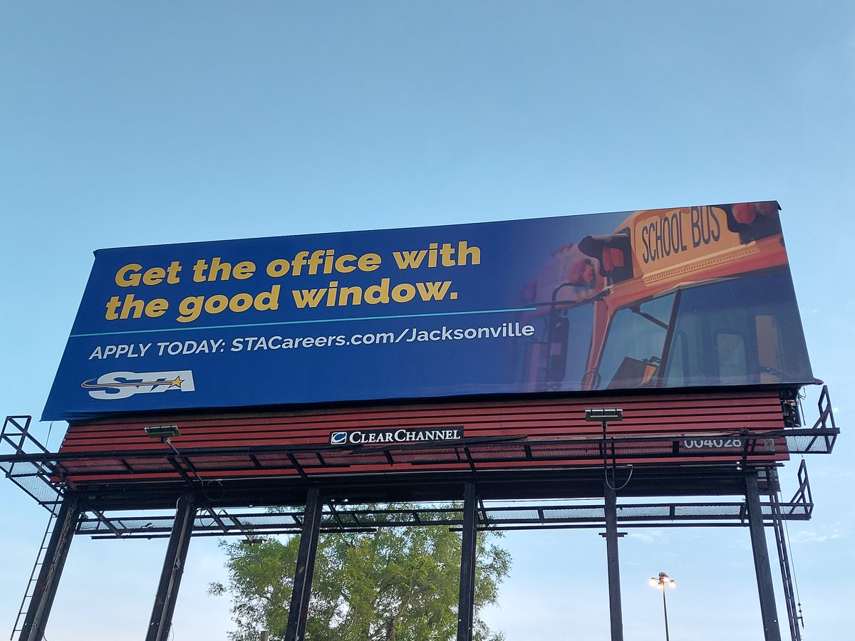 We love seeing our billboards around #DuvalCounty! If you're interested in joining our #Jacksonville Team, visit STACareers.com/Jacksonville or text Drive4Jax to 770770. 

#Jacksonvillejobs #DCPSjobs #busdriverjobs #schoolbusdriverjobs #schooltransportation #schoolbuscontractor