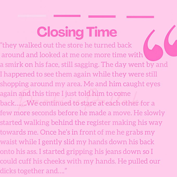 NEW EROTIC STORY                       &ldquo;CLOSING TIME&rdquo;   Click the link below for the full story https://t