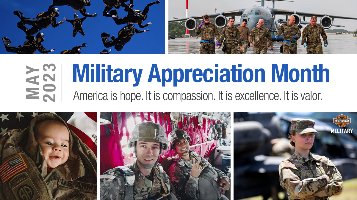 💙 The entire team at HDMilitary recognizes the month of May as Military Appreciation Month.
We offer our heartfelt gratitude for the service of all military members past and present as well as those who support them.
#militaryappreciation #HarleyDavidson