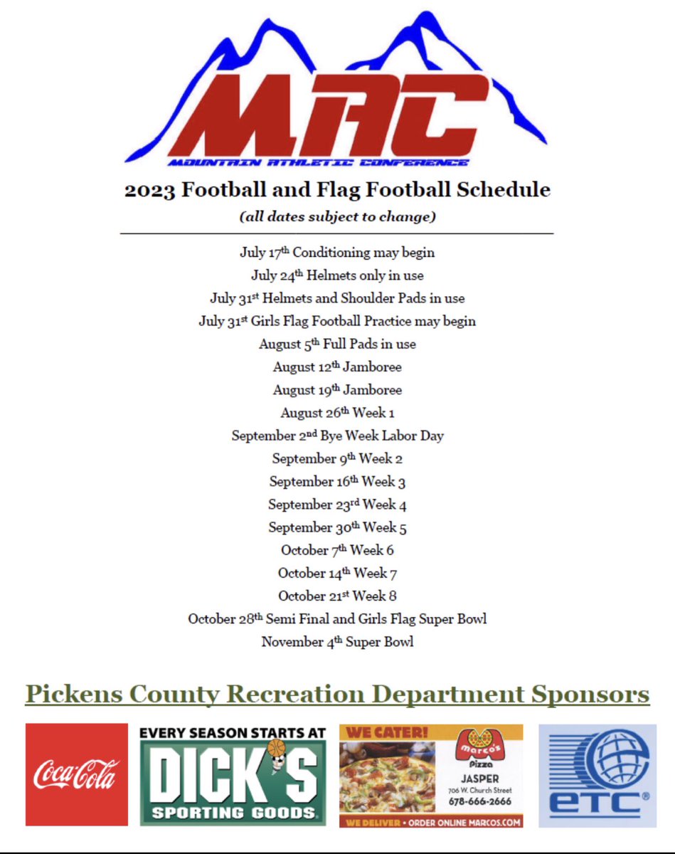 Football Registration has now started at the Community Center.  Please come to the front desk, request a Chrome Book and you can complete the Registration process. Football Teams will be grade based and only 30 slots are available per team.