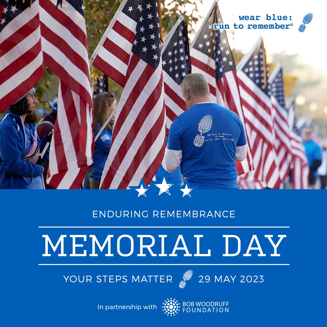 Remember a hero this Memorial Day. By committing your miles with wear blue, you will receive the name of an American Service Member who died in battle protecting our freedoms. wearblueruntoremember.org/memorialday #wearblueruntoremember #MemorialDay #EnduringRemembrance #livingmemorial