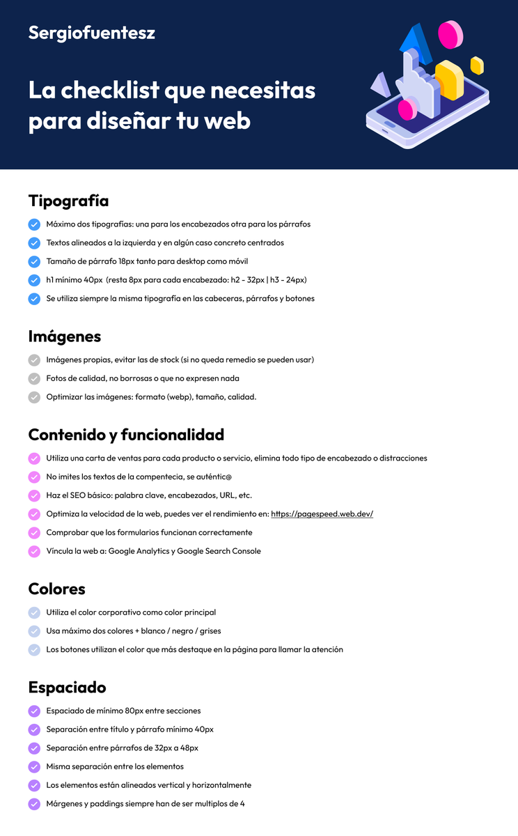 Sergiofuentesz's tweet photo. Llevo 1 año y medio trabajando y formandome como diseñador web.

Esta checklist es la checklist que me hubiese gustado tener cuando empecé para quitarme dolores de cabeza.

👇👇 https://t.co/evs340S2Zn
