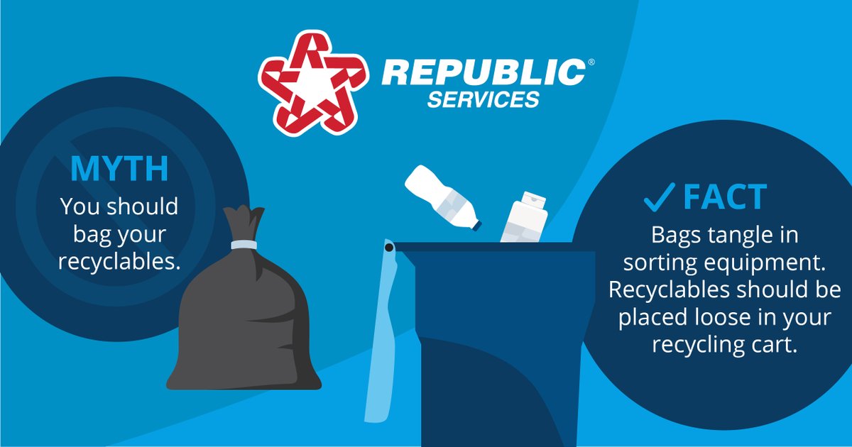 Remember to never bag your recyclables. Learn more about recycling basics at RepublicServices.com. #SustainabilityinAction