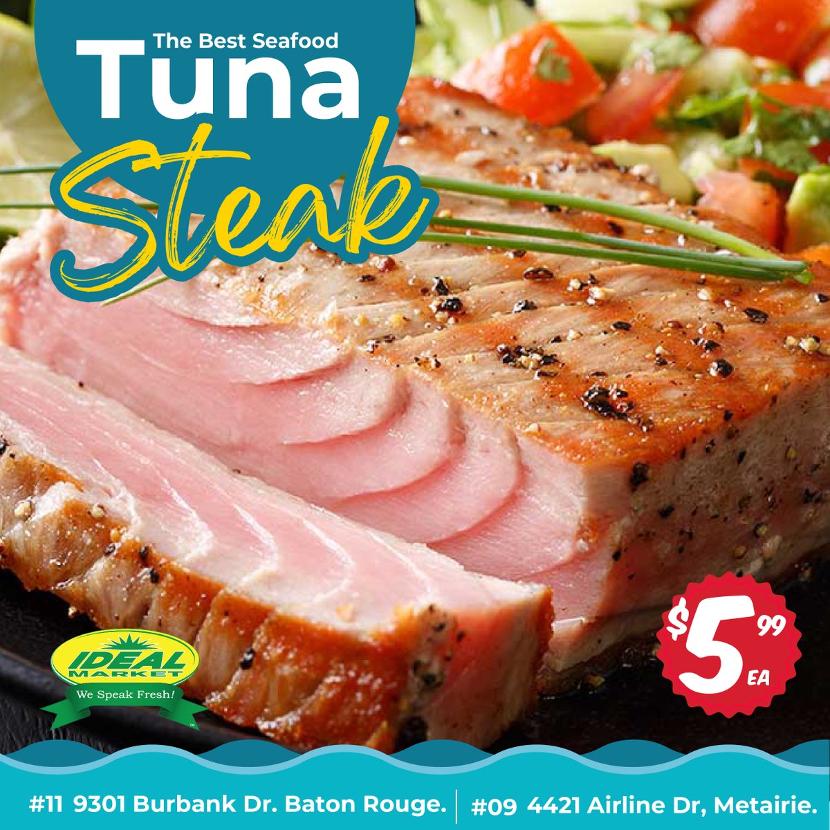 And how do you prefer to enjoy this incredible Tuna-Steak?

Enjoy it at the best price in Lousiana with Ideal Market.

#tuna #foodlover   #supermarket  #wespeakfresh  #neworleans