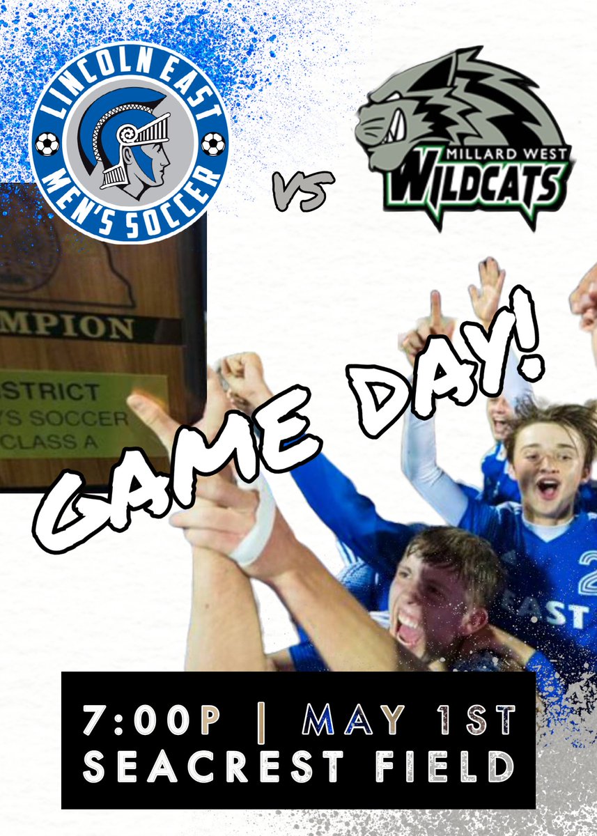 ⚪️🔵 GAME DAY! 🟢⚫️

🚨District Semifinals🚨

<a href="/EastSpartans/">EastHighSpartans</a> vs. <a href="/MillardWestFC/">Millard West FC</a>

#RollSparts
<a href="/nebraska_talk/">Nebraska Soccer Talk</a>