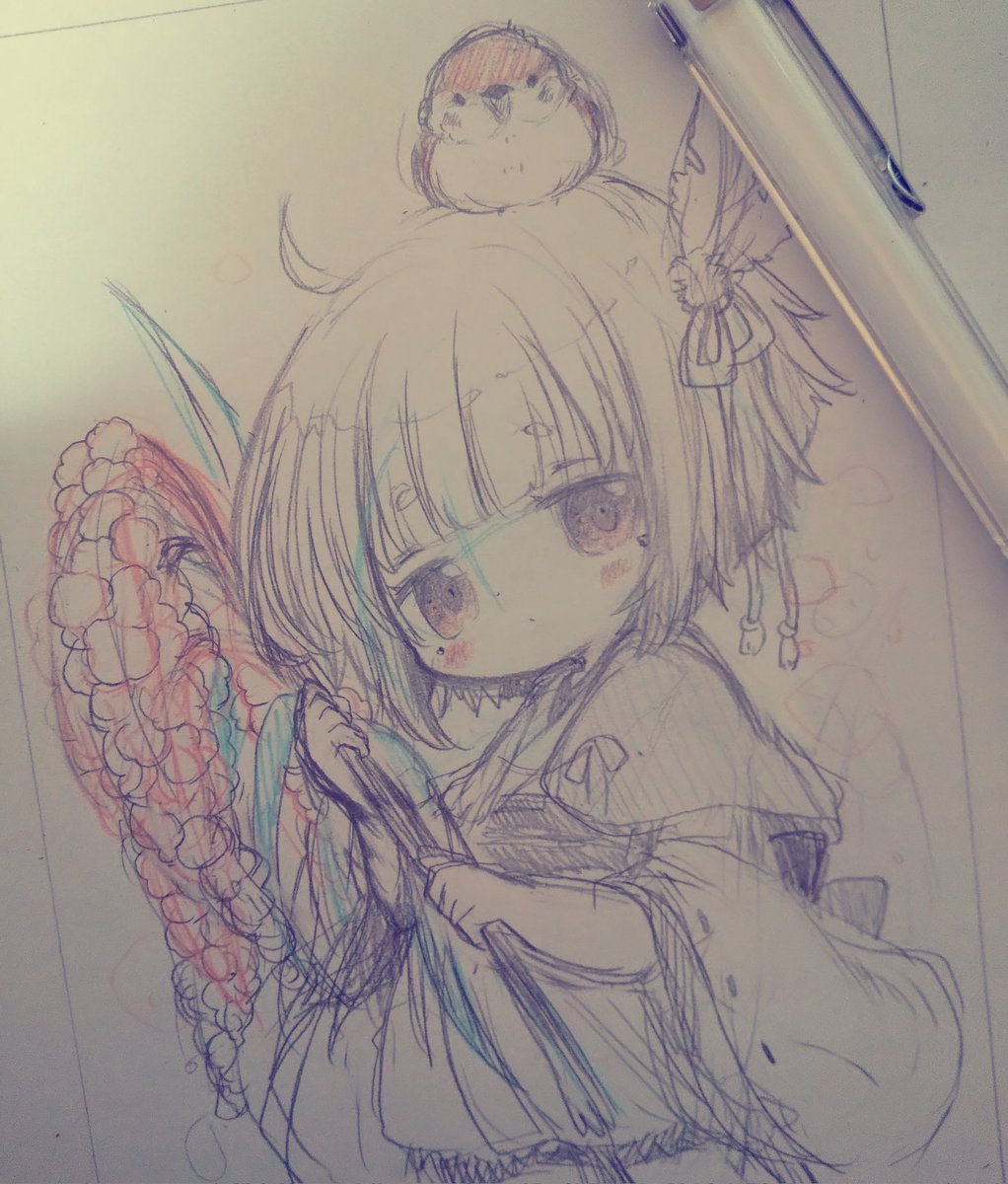 「ちゅん。」|きい(きみどり)のイラスト