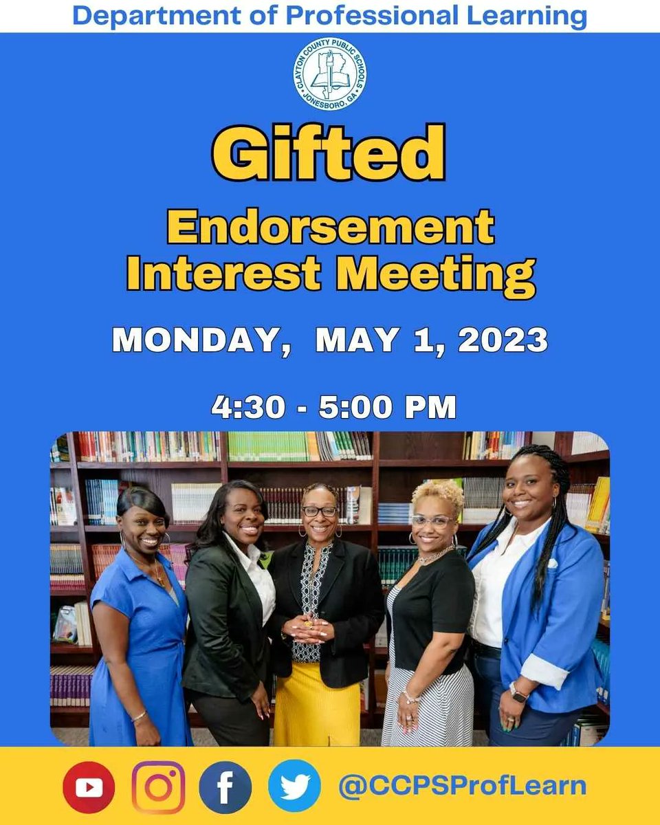 April showers bring May endorsement interest meetings! Today, ESOL and Gifted will meet. Sign up at buff.ly/44k24Im