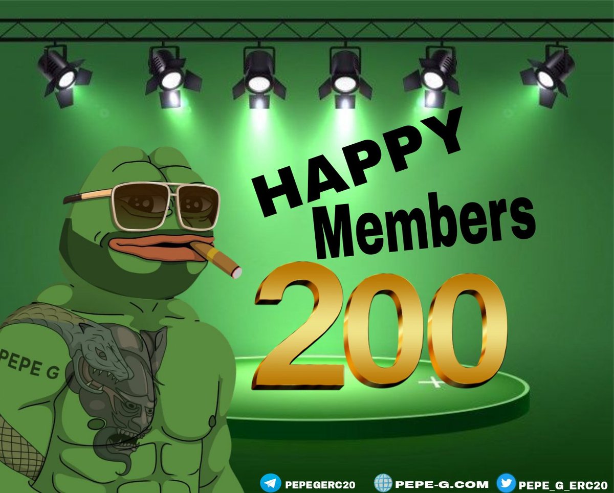 PEPE_G_ERC20's tweet photo. HAPPY 200 MEMBERS ON TELEGRAM 🐸🔥
Only two days have passed since the launch and we have killed one zero and we are ready to kill the second zero⚡⚡
https://t.co/Hkc4iDhh7N
_________::::::::::__________
#PepG
#pepecoin #pepe https://t.co/adIof0f0r3