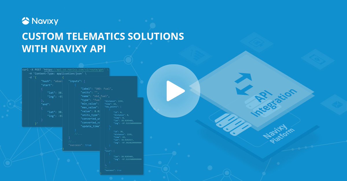 Navixy's tweet photo. Learn how Navixy's intuitive API can help you build custom solutions and improve business operations by watching our video. 

https://t.co/2NClpBeMJI

#Navixy #GPStrackers #VehicleTrackers #GPS #IoT #API #FleetTracking #FleetManagement #FleetManagementApp #GPSTrackingSoftware https://t.co/pOa5PuyPzO