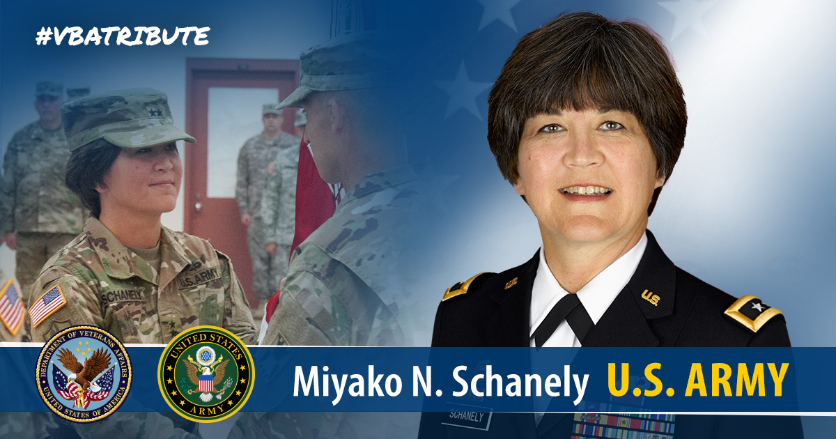 VAVetBenefits's tweet photo. #VBATribute | Major General Miyako N. Schanely made history as the 1st female engineer in the Army Reserve & 2nd female Japanese American in the Army to earn the rank of a general officer. Schanely hopes her career serves as an example to younger soldiers & women. https://t.co/77PVryTu5w