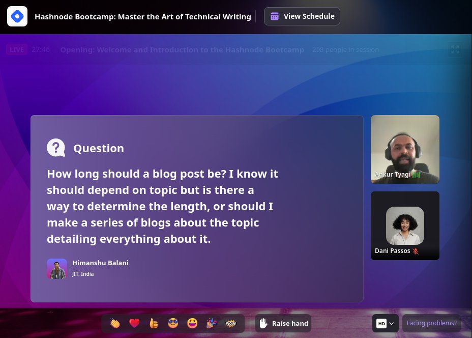 RocioGonzalezT9's tweet image. &quot;Always write for your audience.&quot; @TheAnkurTyagi #HashnodeBootcamp