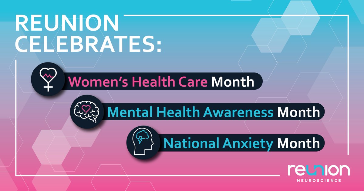 Reunion is proud to advocate for #WomensHealthCareMonth, #MentalHealthAwarenessMonth & #NationalAnxietyMonth! Stay tuned as we surface stats & resources this month in the fight to improve mental health for all through the power of #psychedelic-assisted treatment alternatives.