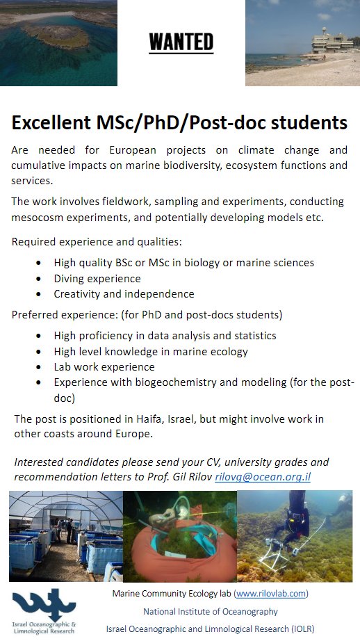 Your eyes are not deceiving you,we're still recruiting new students!🥳Looking for top notch students for several projects that deal with the climate crisis in regards to marine biodiversity and ecosystem functions using state of the art tools and mesocosm systems,spread the word!