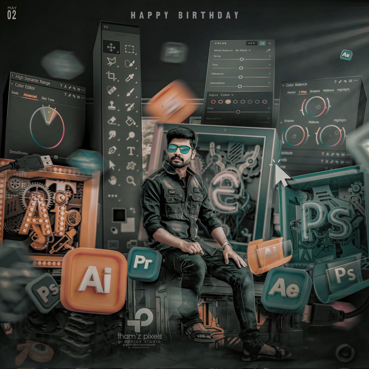 PartheeshJ's tweet photo. Advance Happy Birthday Master of  Graphics Designer @thamspixelz

#VidaaMuyarchi #AjithKumar https://t.co/ZRogNFzhUE