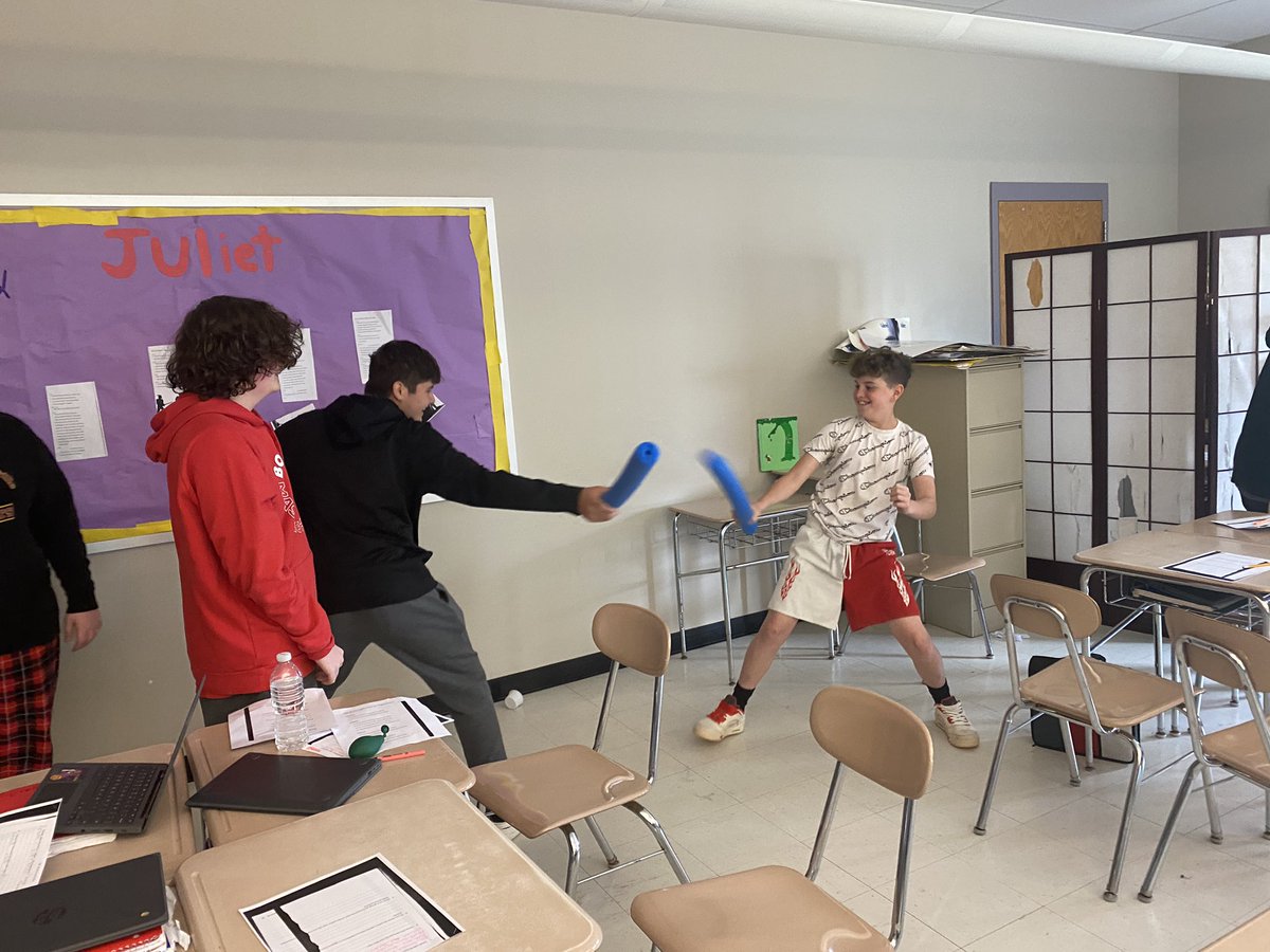 fwhms2003's tweet photo. “Tybalt, you rat catcher, will you walk?” 8th grade bringing Shakespeare to life. https://t.co/ZQwrVT715X