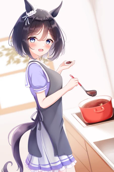 帰ったらフラッシュさんがご飯作っててほしい妄想  #ウマ娘 #エイシンフラッシュ