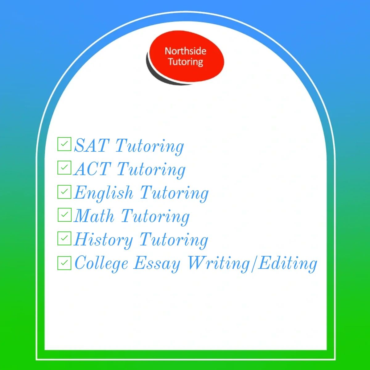 The list goes on! If your child could benefit from private tutoring services, chances are we can help. #NorthsideTutoring #SATTutoring #ACTTutoring #tutoring

linkedin.com/services/page/…