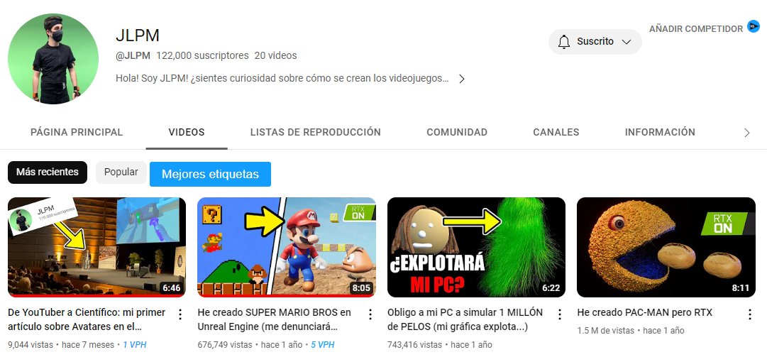 JLPM canal de <a href="/JLPMdev/">JLPM</a>
or cierto, no me abre en pestaña  incógnito y está bugueado... Está inactivo desde hace casi un año pero tiene unos vídeos muy "curradoos"  

Link: youtube.com/@JLPM/videos