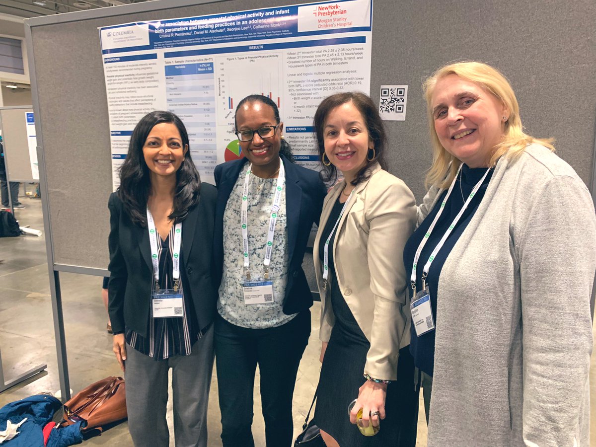 DrCFernandez's tweet photo. Feeling the ❤️ from my @KidsAtColumbia colleagues checking out my poster on physical activity behaviors of pregnant adolescents and infant birth anthropometry and breastfeeding practices @PASMeeting 
#PAS2023 #first1000days @Monk_Lab https://t.co/ms03WScfSN