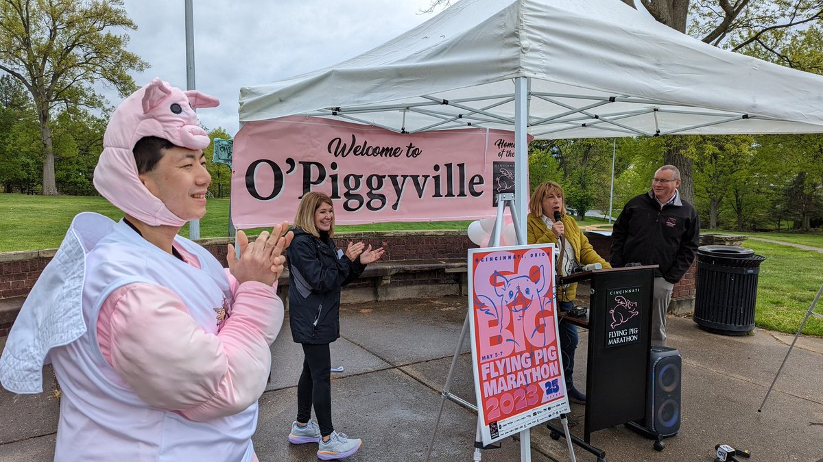 O'Bryonville is changing its name, albeit temporarily, to O'Piggyville, ahead of the @RunFlyingPig.