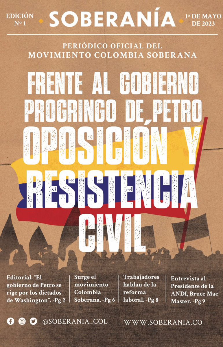 Soberania_Col's tweet photo. 🗞️ ¡El periódico Soberanía ya está en las calles!

Te invitamos a leer su primera edición:
https://t.co/oxKBl4DOoI

Compártenos tus comentarios.
#ColombiaSoberana 🇨🇴 https://t.co/8mxP8gGXBb