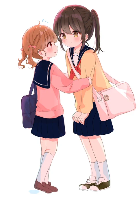あ、あのね…少しかがんで目瞑ってほしいな  #創作百合