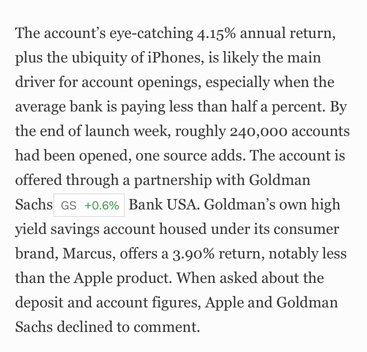 Apple’s new savings account took in nearly $1 billion in deposits in its first four days: forbes.com/sites/emilymas…. Great scoop by @emilymason00.