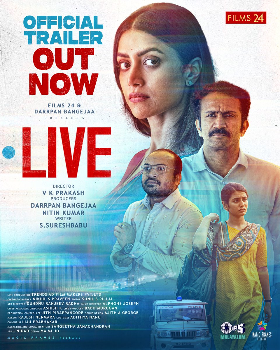 'Live' delves into the harrowing consequences of fake news in our society. Helmed by #VKPrakash and written by S Sureshbabu. Trailer out now! 📹🎤 youtu.be/-Hss9-WsSVY @tipsofficial @NKY99999 @magicframes2011 @SoubinOfficial @mamtamohan #VKPrakash #DarrpanBangejaa