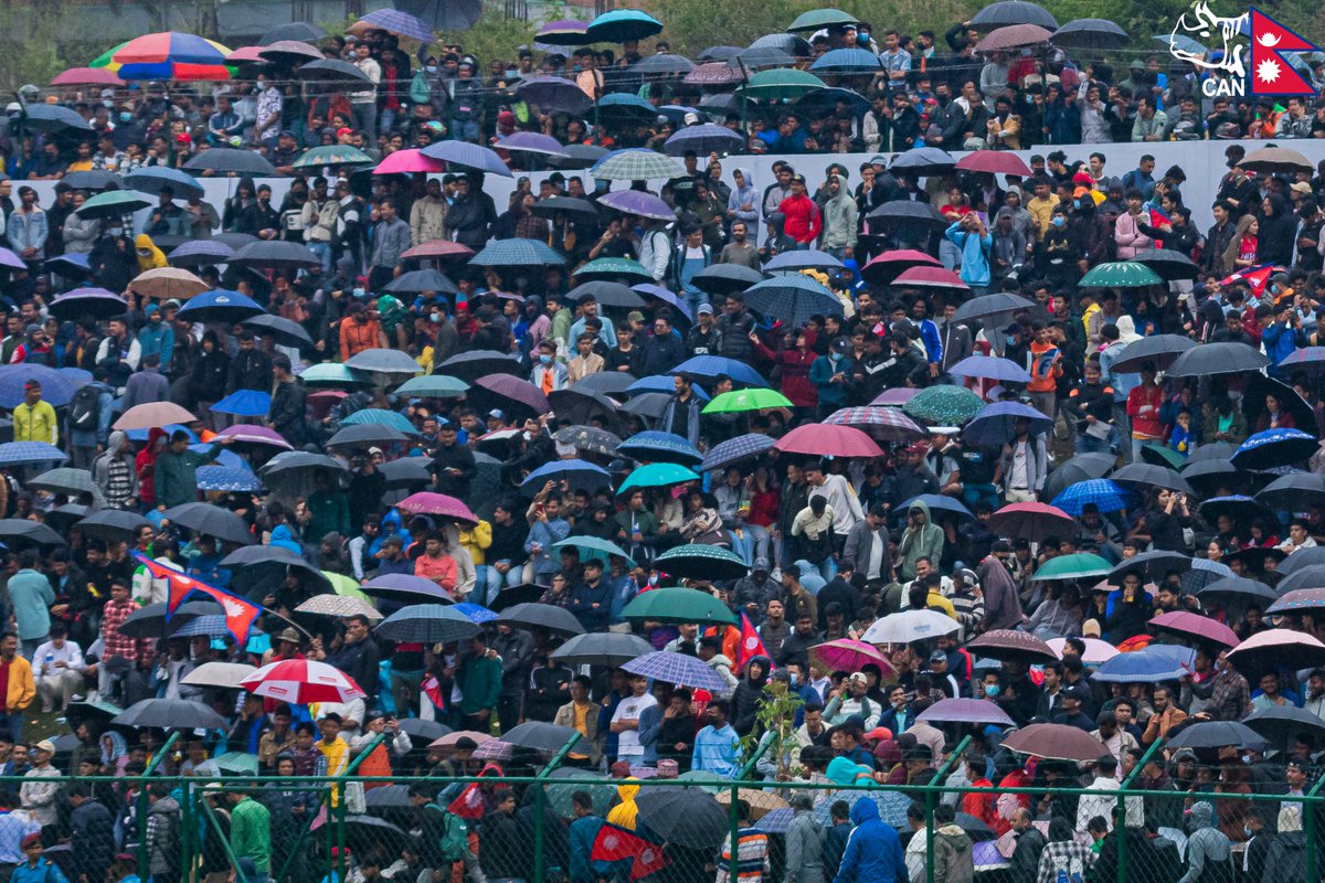 CricketNep's tweet photo. To our loving fans who stood with us through the pouring rain: you are the true MVPs! ⭐
Your love and support gave the team the encouragement to perform in the #ACCPremierCup Final!

#NEPvUAE | #RoadToAsiaCup | #weCAN https://t.co/aMFGFrBjHE