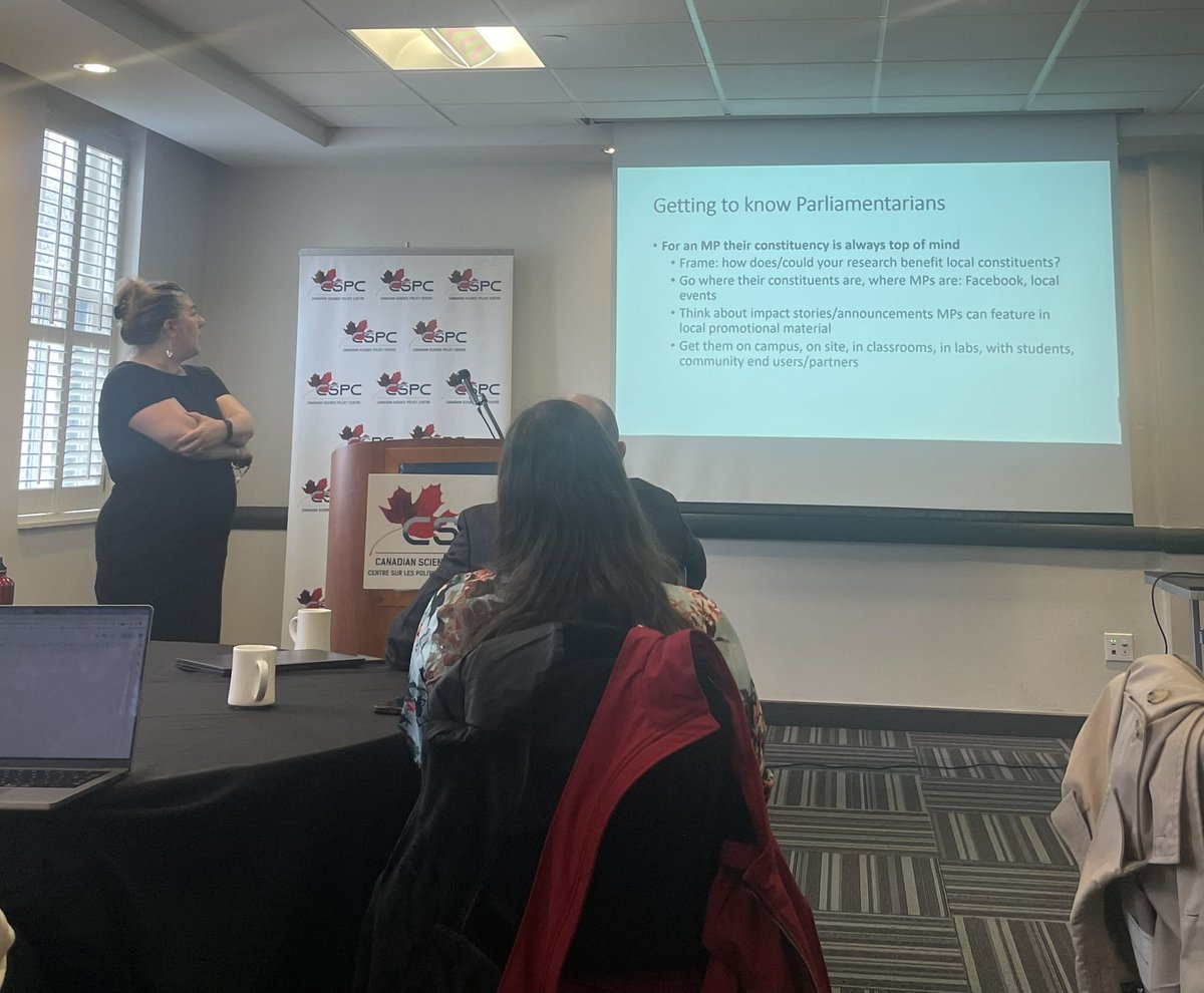 Great start to the week <a href="/sciencepolicy/">Canadian Science Policy Centre (CSPC)</a> Science Meets Parliament this morning <a href="/JohnstonPari/">Pari Johnston (she/her)</a> speaks about science 🧬🔬communications with government and public service. <a href="/GenomeCanada/">Genome Canada</a>